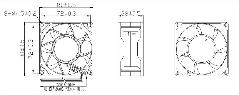 24v直流風扇安裝尺寸圖